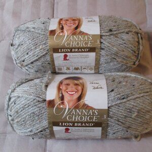 Lot of Two Vanna's Choice Yarn by Lion Grey Marble